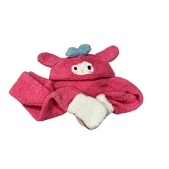 Sanrio Bright Pink My Melody Sherpa Hat Scarf Mitten Combo One Size - Picture 2 of 4